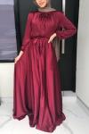Small Quantity Clothing Factory Dubai Women'S Long Sleeve Satin Maxi Dress With