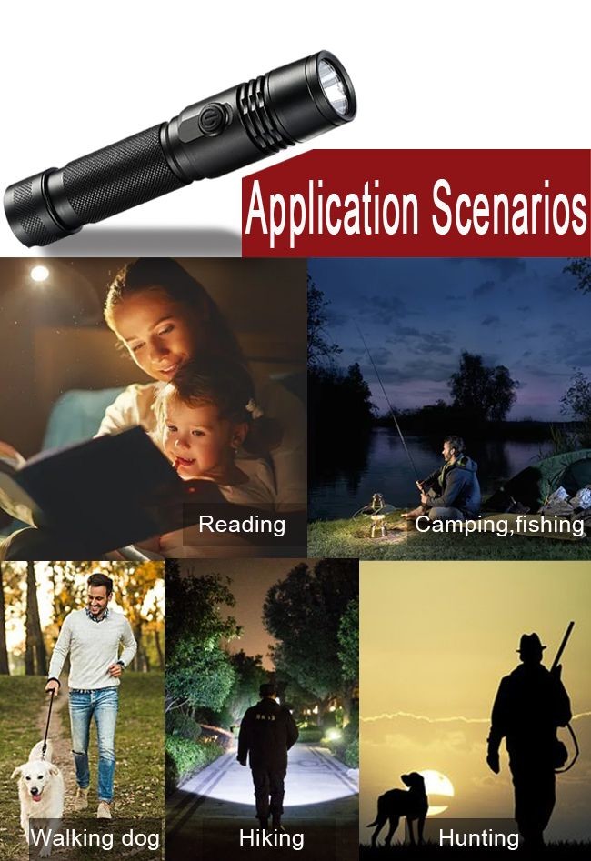 18650 Battery Powered Rechargeable LED Flashlight 1200 Lumen Aluminum Alloy Material