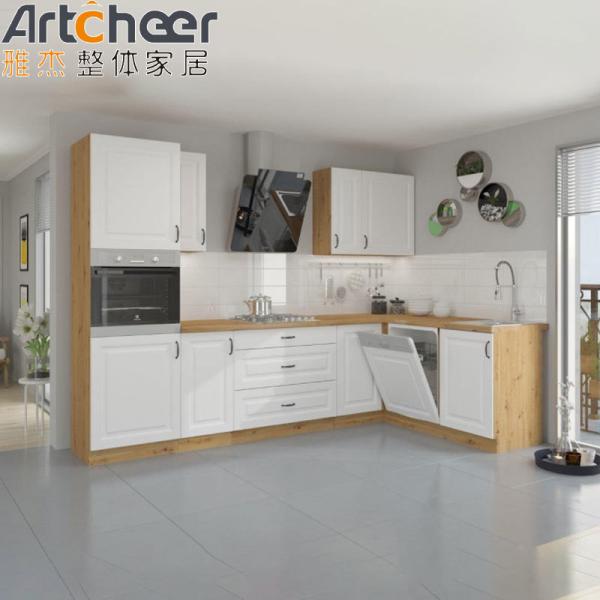 Plywood Antique Kitchen Cabinets and Modern Style Countertop Edging for Classic