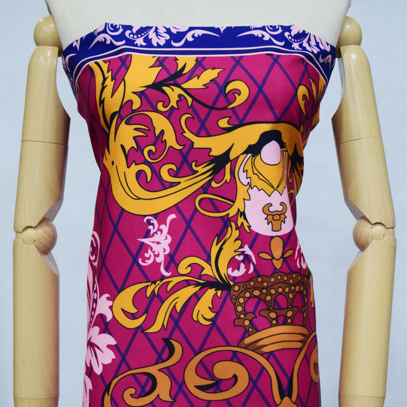 Royal Blue 100% Polyester Digital Print Fabric For Skirt