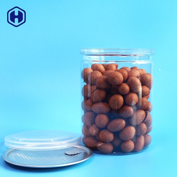 Canned Food PET Plastic Cylindrical Containers Snack Candies Packing