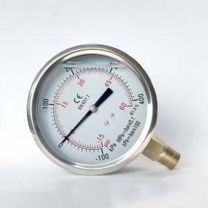 Wholesale 1/2 NPT 4 Inches Liquid Filled Pressure Gauge Bottom Mount 15-60 Psi Stainless Steel Case from china suppliers