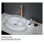 Oval Washing Hand Basin Crystal Tempered Glass Sink Clear Black Color