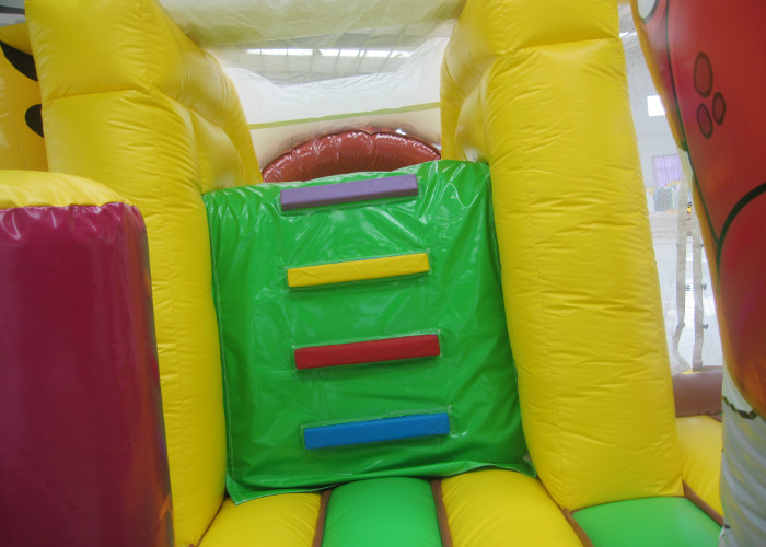 Hot sale inflatable Stone Age bouncy combo bright colour inflatable stone age jumping house with protection net on sale