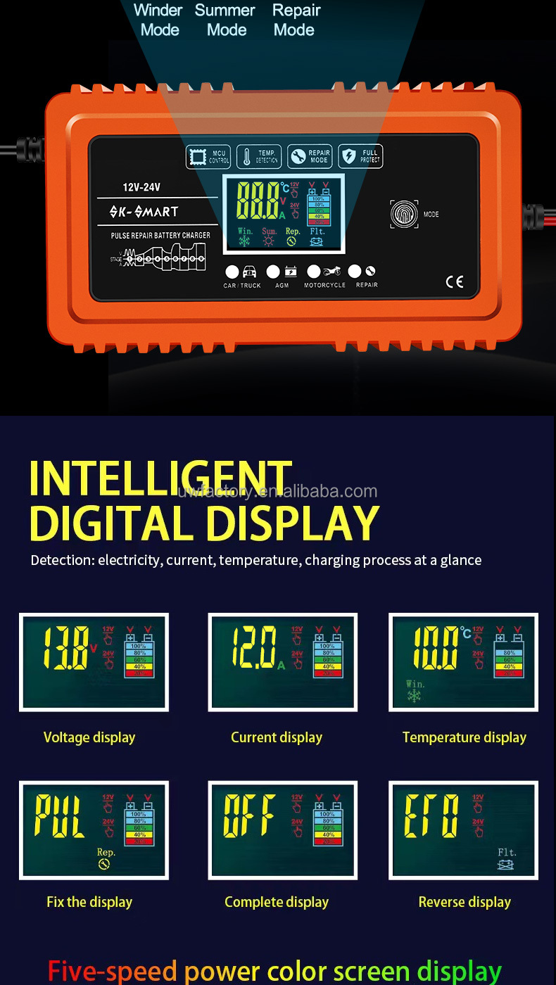 12V 24V 12A 10A 24V6a 9-Stage Battery Charger OEM/ODM Accepted Fast Charging Speed for Deep-Cycle Lead Acid Batteries