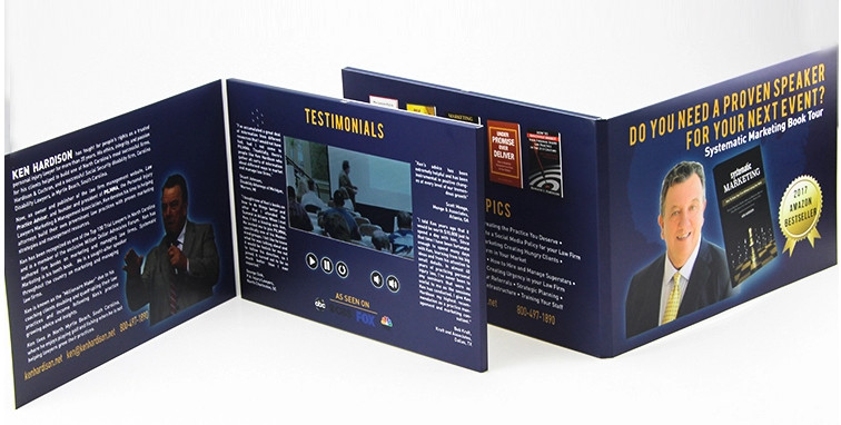 Electronic multimedia LCD Video Brochure , automatic video booklet for business