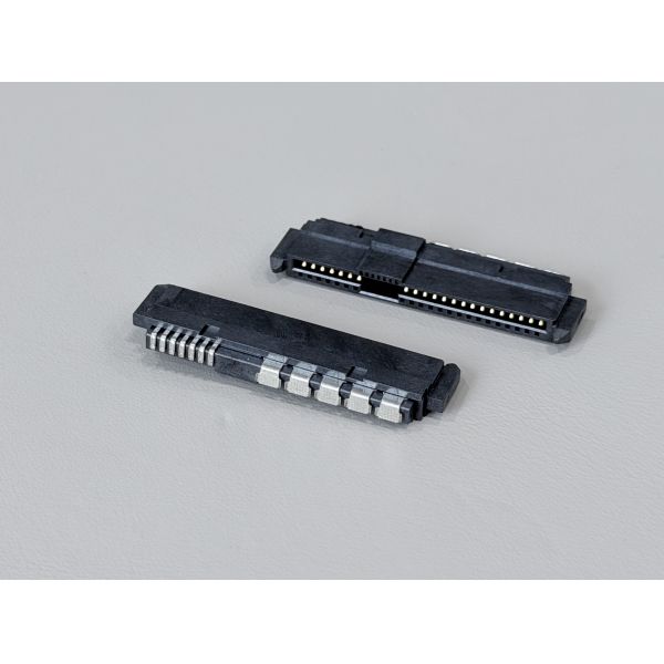SAS 29P Right-Angle Solder wire Female Cable Connector with Positioning Peg, 15U" Gold-Plated Electronic Electrical terminals Signal Connector for