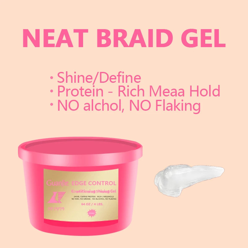 Private Label Loc Twist N Control Edge Braiding Gel Hair Braid Styling Max Hold Big Size Braiding Neat Gel 64 Oz