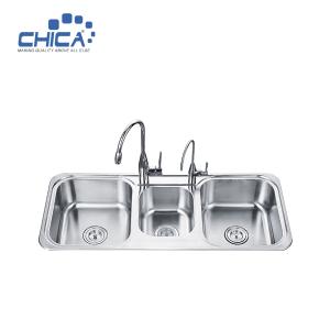 Wholesale Stainless Steel Corner Sink Press Kitchen Sink Triple Bowl Kitchen Sink With Faucet from china suppliers