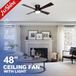 48 Inches Flush Mount Dimmable LED Ceiling Fan For Living Room