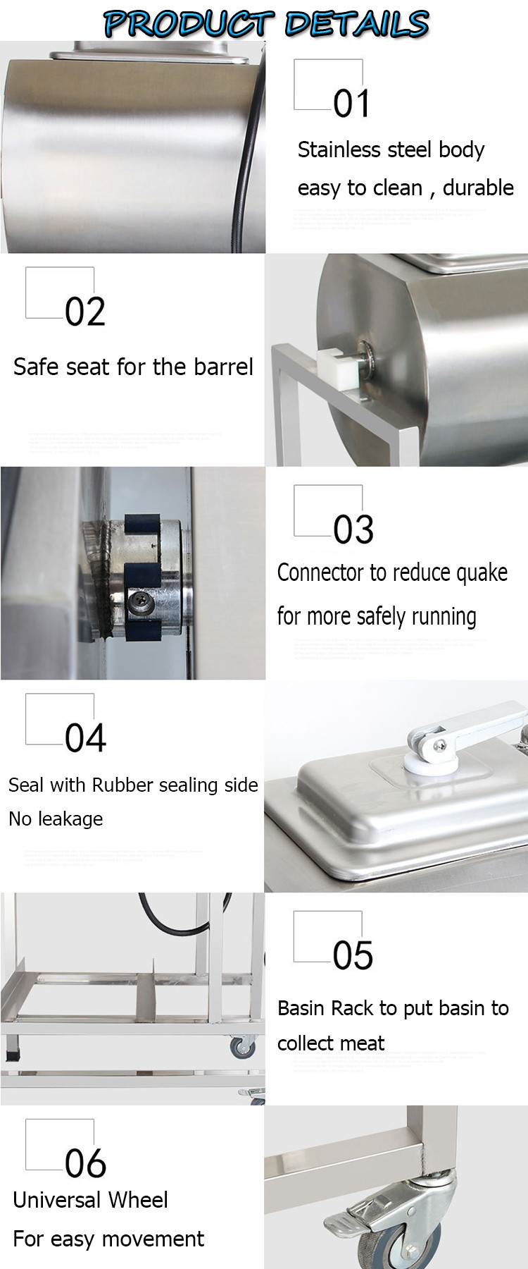 Fast Food Stainless Steel Vacuum Tumbler Marinated Machine Chicken Meat Marinating Machine