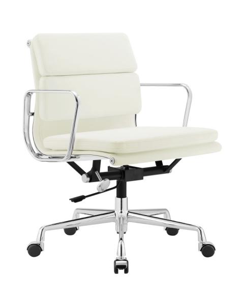 Chromed Aluminum Frame Soft Pad Office Chair Executive Black Genuine Leather
