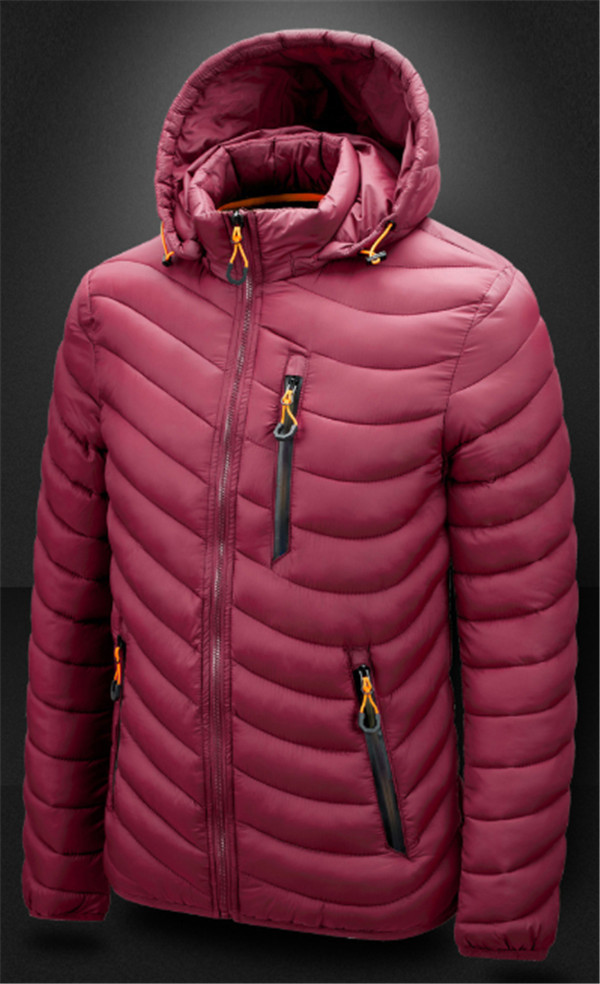 Men'S Winter Nylon Fabric Quilted Jacket With Detachable Hood
