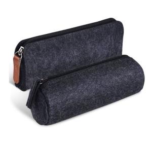 Wholesale Dark Gray Felt Zipper Pencil Bag For Middle Schoolers Multi Use High Strength from china suppliers