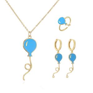 Wholesale Enamel 18K Gold Jewelry Set Balloon Pendant Necklace Ring And Earring Set from china suppliers