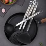 Kitchen tools utensils set with Nylon head Stainless steel handle fork ladle