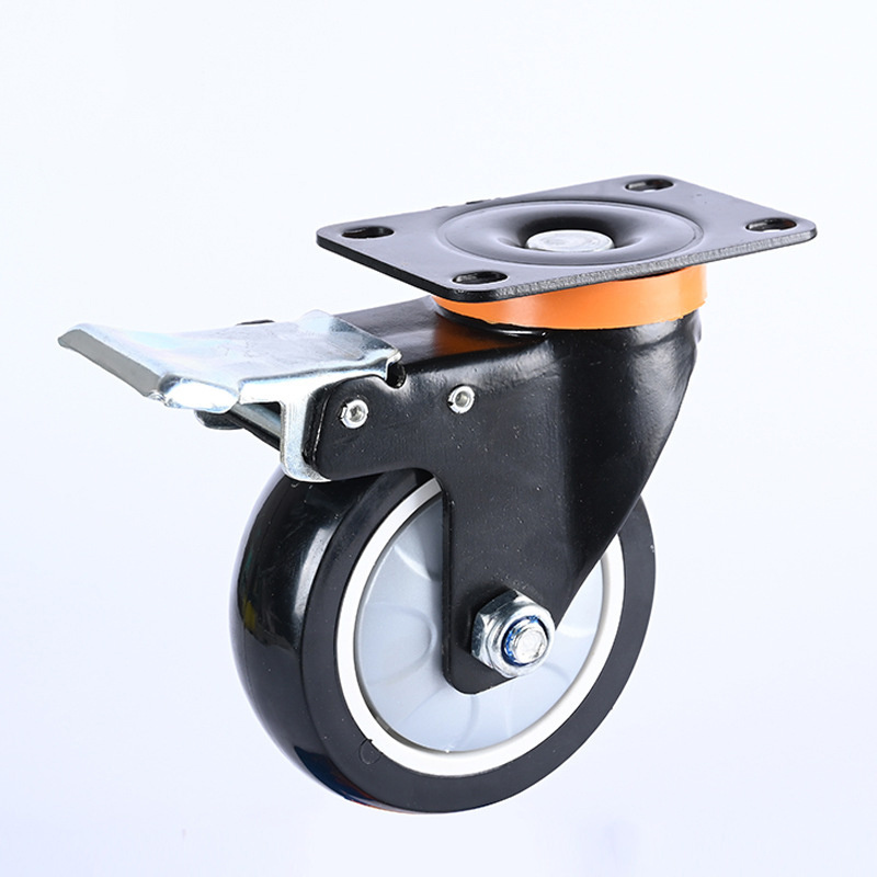 130kg 125mm Industrial Furniture Trolley Black Single Bearing Caster