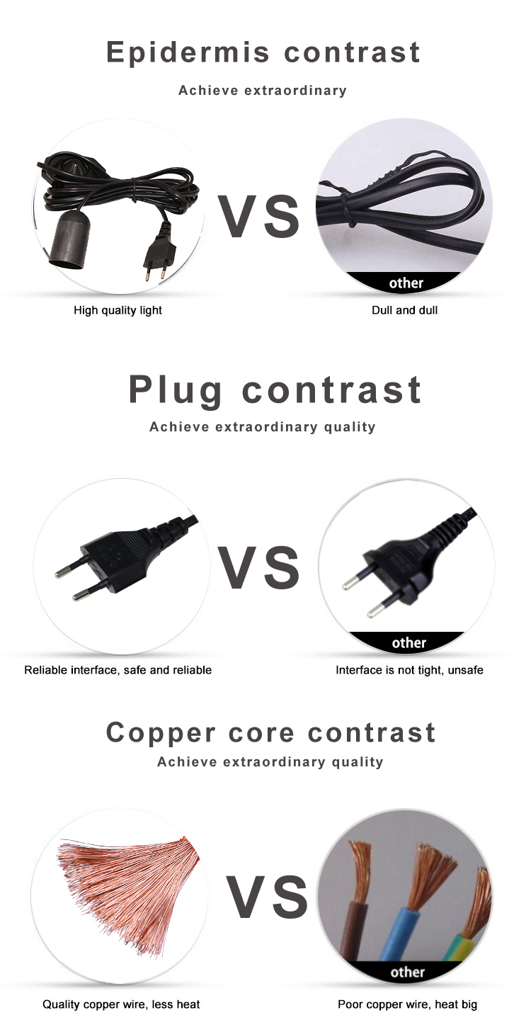 European CEE7/16 2 Pin Power Cable Kema Keur Cord Eu 2-prong pendant lights E27 Lamp Holder With  on/off Switch