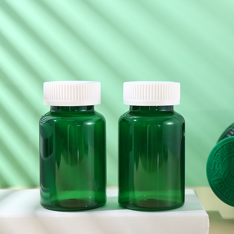 Provide PET Pharmaceutical Green Pill Tablet Packaging Bottle Container for Clear Frosted Plastic Vitamin Capsule Bottle
