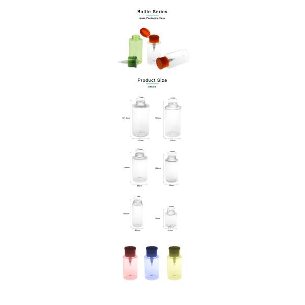 3.3oz 100ml PET Cosmetic Bottle Nail Polish Remover Bottle With Polish Remover Pump