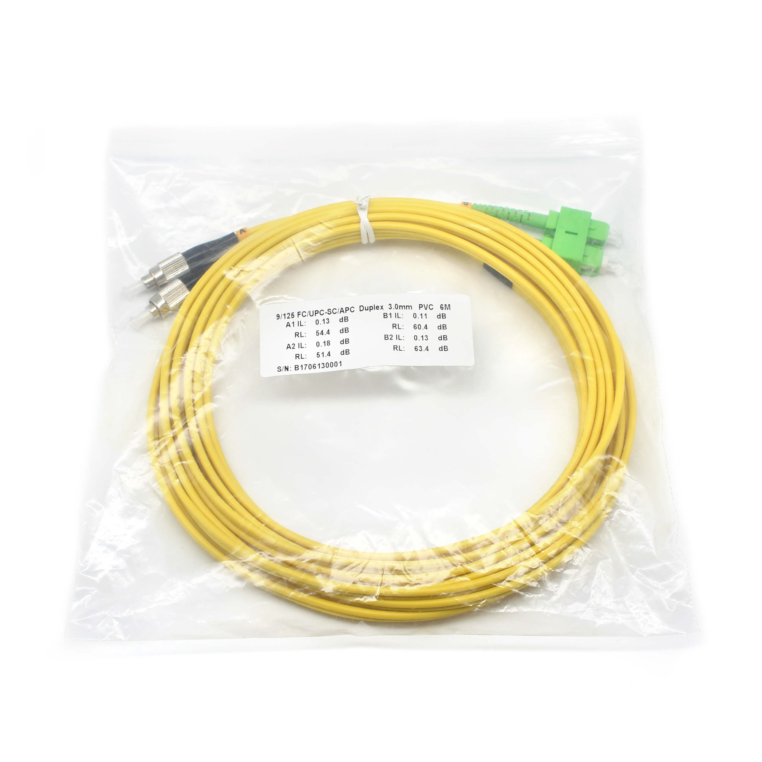 Duplex SC/APC to FC/UPC SM Fiber Optic Patch Cord for Wireless Lan Network 3M Length