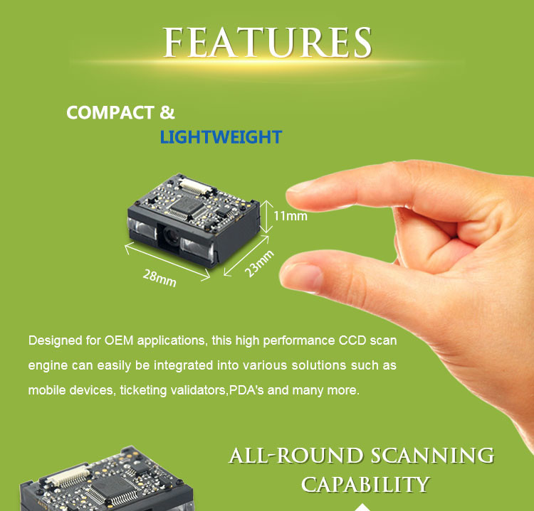 Small Infrared Auto Code Barcode Scan Engine Interface TTL232 For Tablet