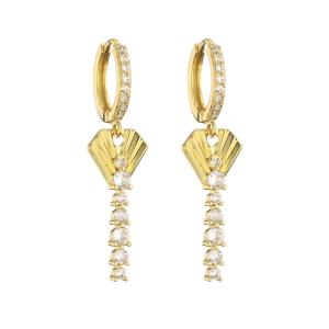 Wholesale Wedding 24k Gold Hoop Earrings Dainty OEM Long Drop Diamond Earrings from china suppliers
