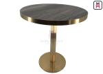Round Shape Wood Grain Plywood with Golden Seam Dining Table