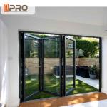 Black multi - Panels Aluminum Folding Doors Residential Energy Efficient