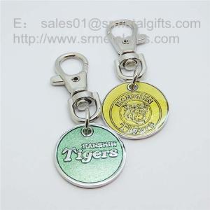 Wholesale Supermarket shopping cart chip, enamel trolley token coin keychains China factory from china suppliers