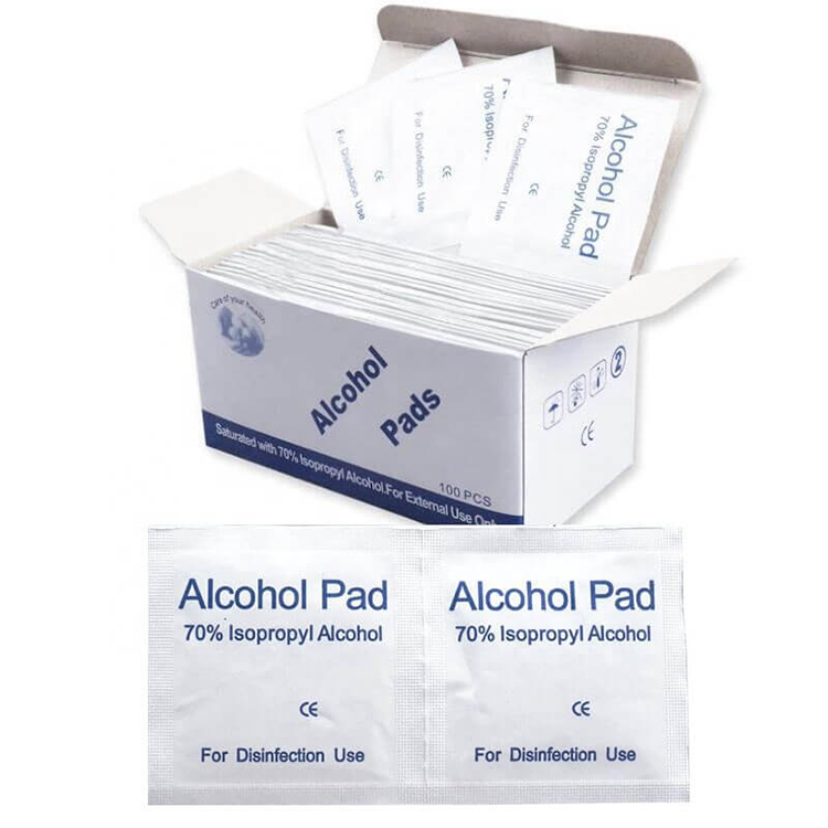 White Color Medical Alcohol Swabs / Alcohol Prep Pad Wipes Single Use