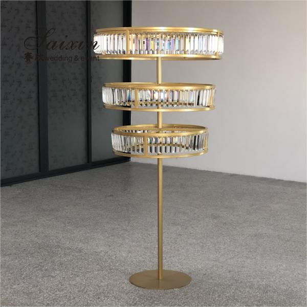 3 Three Layer Crystal Gold Wedding Flower Stands Decoration Centerpieces Tall
