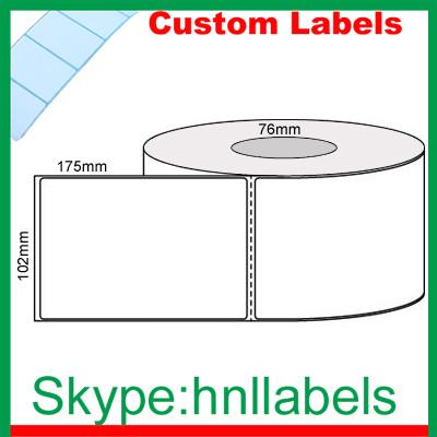 Custom Thermal Label 102mmX175mm/1 Plain D/Thermal Roll Perm,Perfs,750Lpr,76mm