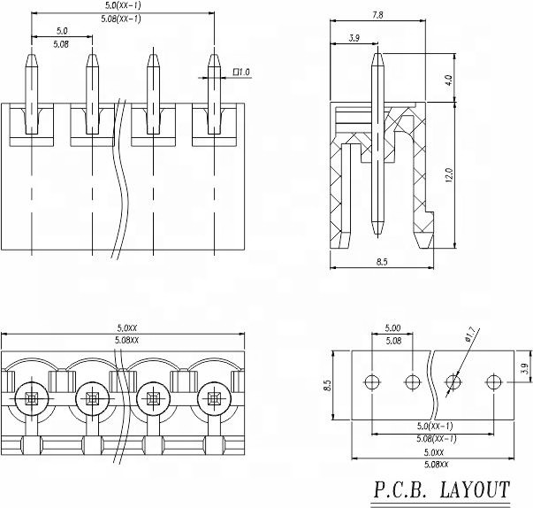 5.0 5.08mm Power Distribution Pluggable Screwless Terminal Blocks