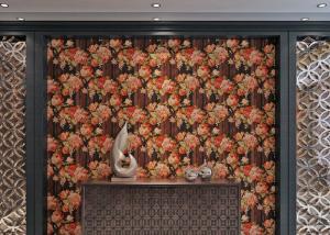 Wholesale Flora Washable Vinyl Wallpaper / PVC Wall Covering Country Style For Bedroom , Deep Embossed from china suppliers