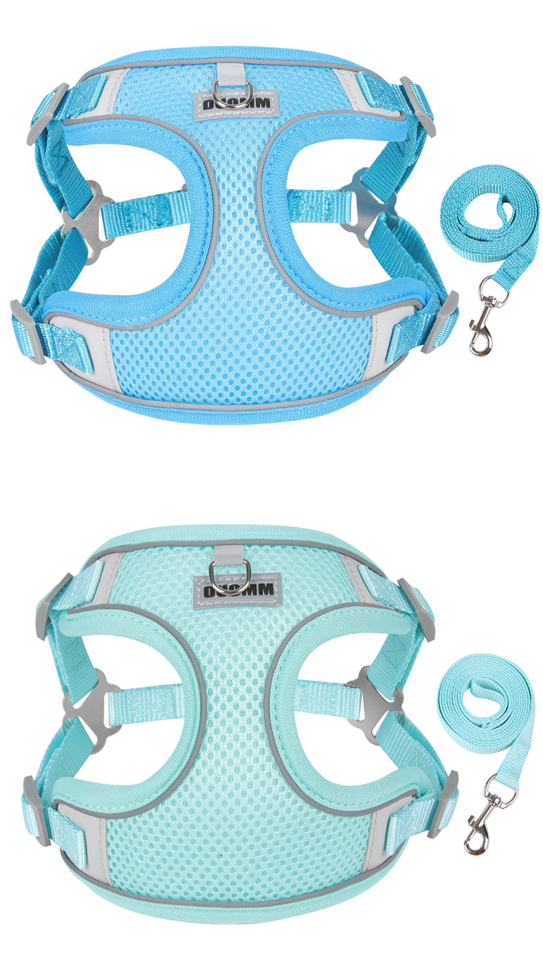 Pet Reflective Adjustable Harness Dog Breathable Mesh Harness And Leash Set