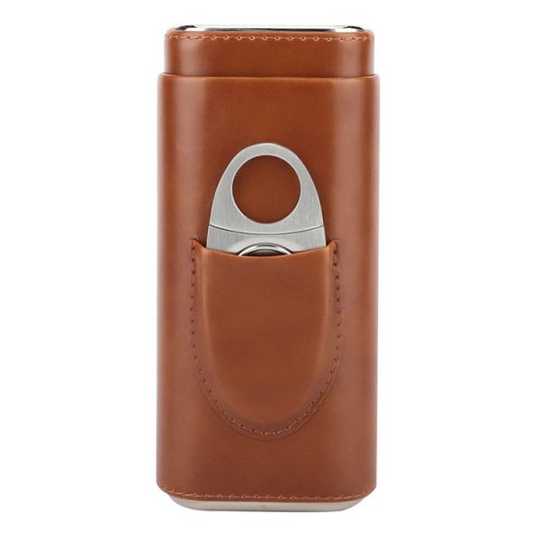 Cigar Boxes Portable Pocket Cigar Travel Humidor Cabinet Luxury 3 Finger Leather