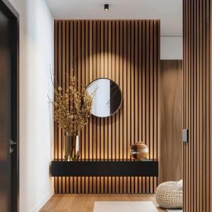 Wholesale Natural Veneer Slatted Wood Acoustic Panels HDF Materials Sound Proof CE FSC from china suppliers