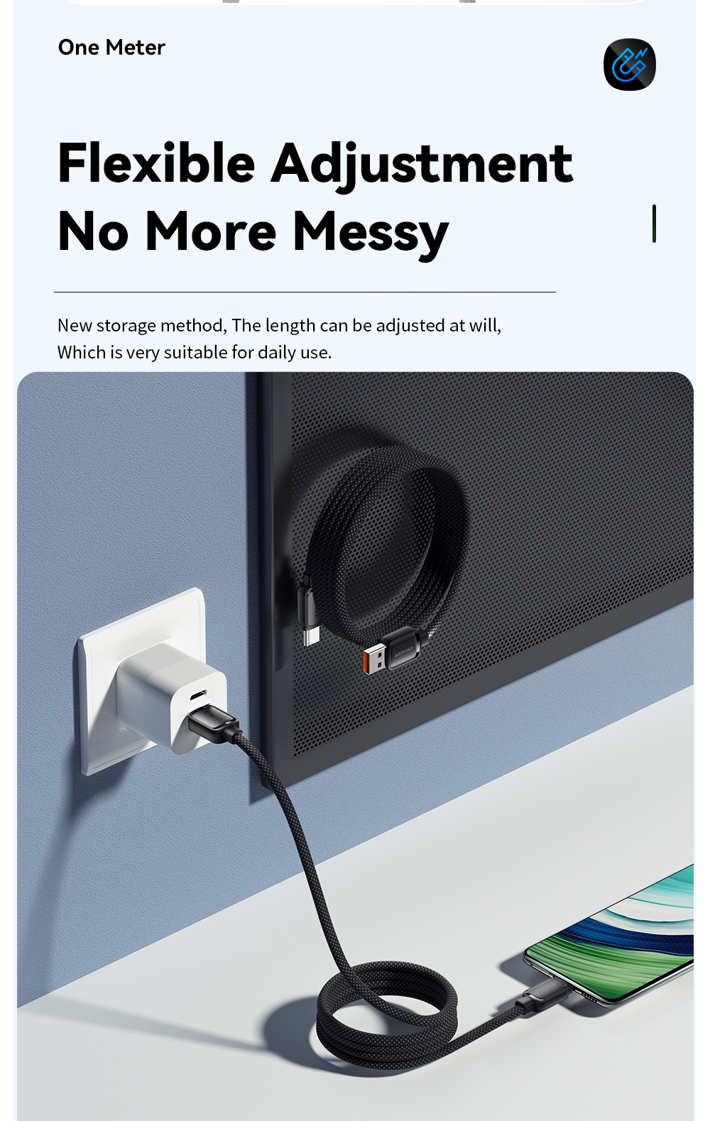 USB A To USB C Magnetic Cables Fast Charging 100W ES-X56 Series