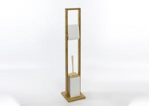 Wholesale 112cm Height MDF Bamboo Bathroom Toilet Brush Set Tissue Paper Holder from china suppliers