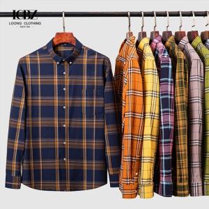 Wholesale Men's 100% Cotton Plaid Button Collar Shirts Versatile Cardigan Tops for Any Occasion from china suppliers