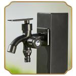 Black Garden Yard Bibcock Water Taps Stainless Steel Standpipe Sqaure Watering