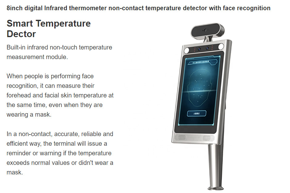 Temperature Detection Android 7.1 Face Recognition Infrared Thermometer