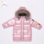 Breathable Winter Fashion Kids Wear Duck Down Jacket Long Pink Little Girls