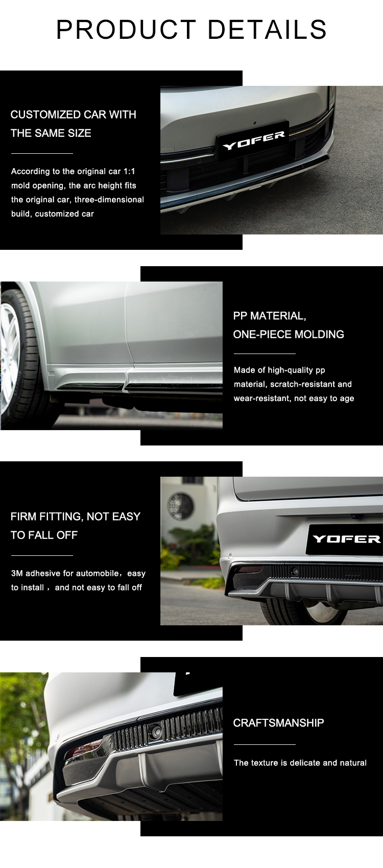 Unpainted Car Accessories For L8 Body Kits for EV Series ABS PP Diffuser Lip Aprons Splitter Car Bumpers For Lixiang L8