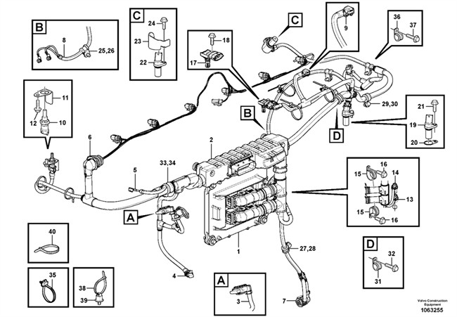 VOE15187835 Excavator Electrical Parts , D13 Engine Cable Harness