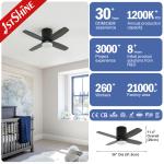 36 Inch Modern Led Invisible Ceiling Fan Mini 4 Plywood Blades Low Profile