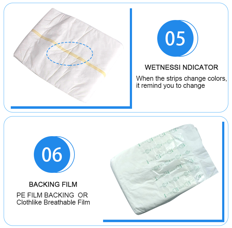 3-D Leak Prevention Disposable Adult Diaper Non Woven Fabric Style for Distribution