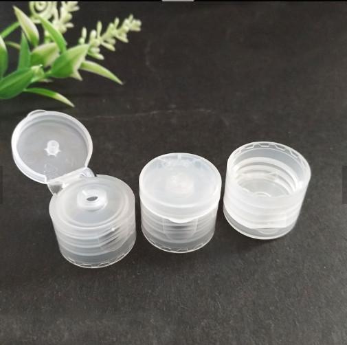 Plastic Screw Flip Top Bottle Caps , Transparent Cosmetic Bottle Caps For Lotion