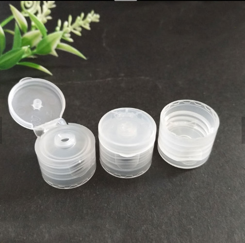 Plastic Screw Flip Top Bottle Caps , Transparent Cosmetic Bottle Caps For Lotion Product